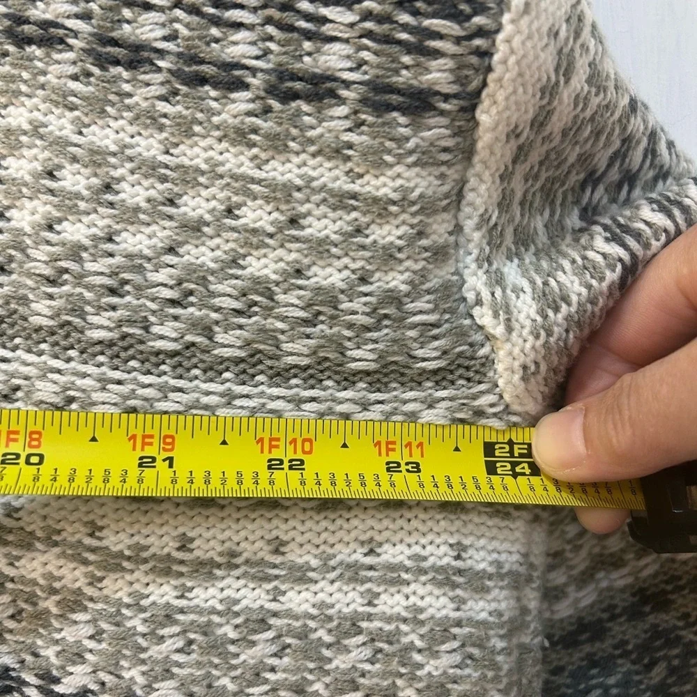 Lucky Brand Gray Striped Shawl Collar Cardigan Women Sz L‎ Boho Cozycore Comfort